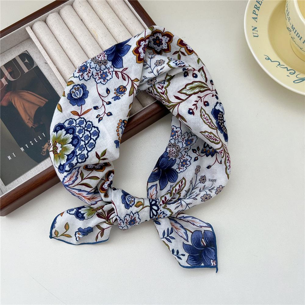 Versatile Women's Cotton Linen Silk Scarf – Spring/Autumn Neck Protector & Fashionable Head Scarf with Foreign Style