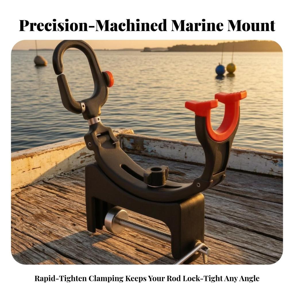 Boat Rod Holder with Clamp Degree Adjustable Positioning Hands Free for Anglers