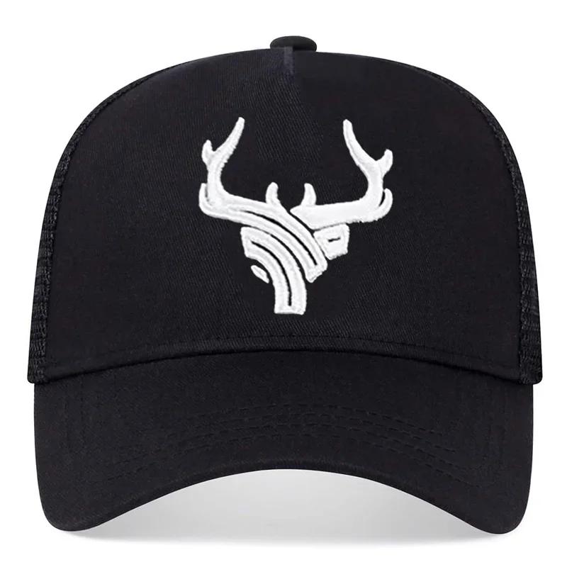 Unisex Antler Embroidered Baseball Cap Adjustable Men Women Summer Breathable Mesh Caps Casual Sunscreen Hat Dad Hats