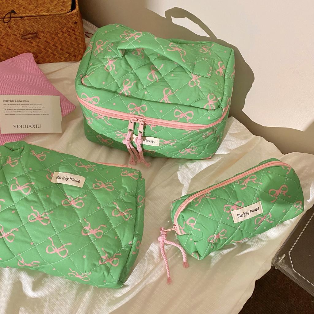 Black White Floral 3pcs/set Cosmetic Bag Women Fashion Portable Travel Large Capacity Toiletry Cosmetic Storage Bag Organizer