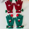 Christmas Gloves with Santa Hat Decors Soft And Warm Breathable Elastic Wrist Gloves for Shopping & Festival Gatherings