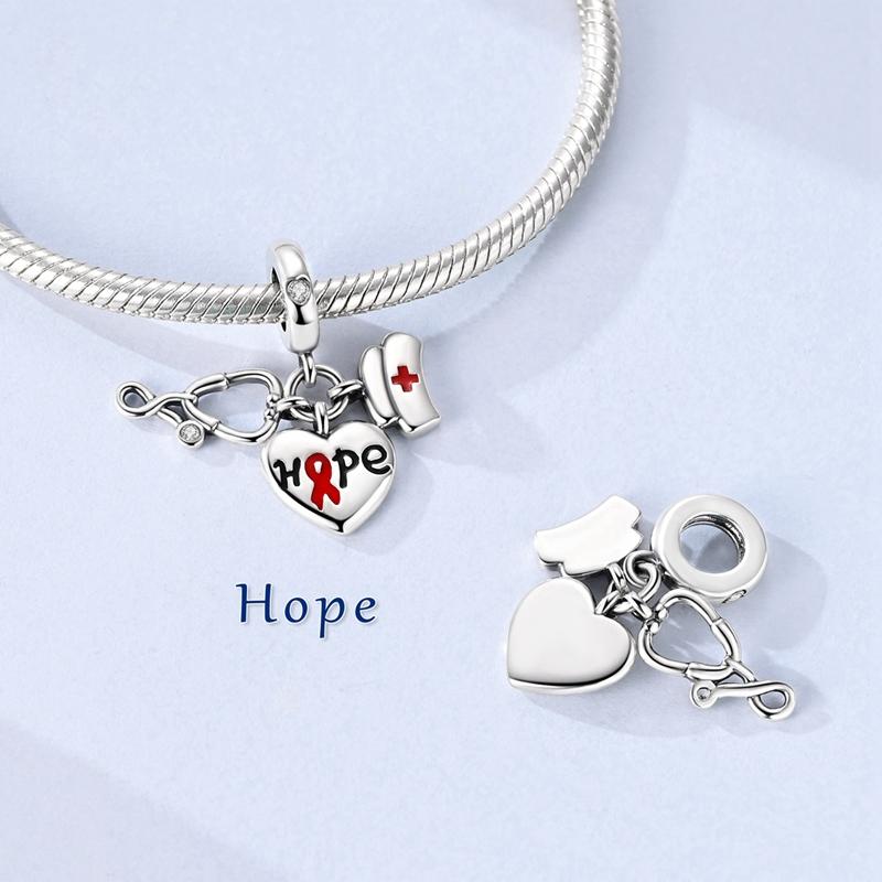 925 Sterling Silver Charms Nurse Hat Stethoscope Doctor Coat Uniform Pendant Fit Original Bracelet For Women DIY Jewelry Gift
