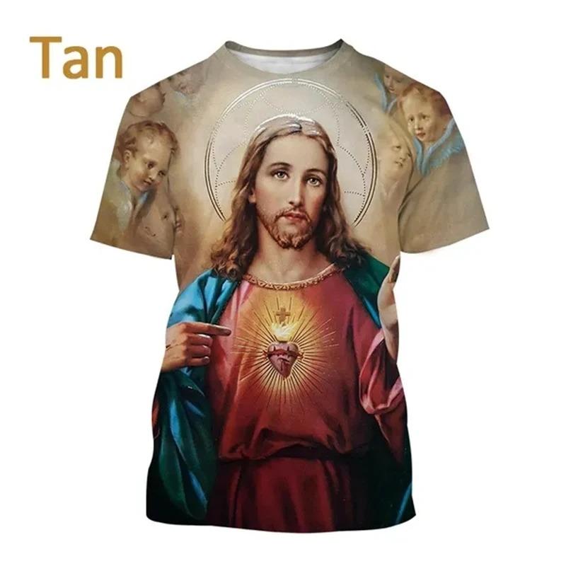 Jezus Kocha Każdego Chrześcijanina Koszulka Drukowana 3D Letnia Moda Wzór Jezusa Mężczyźni Kobiety Gorąca Krótki Rękaw Codzienna Koszulka Ropa Hombre