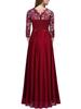 European Style Chiffon Lace Long Evening Dress - Women's Round Neck Gown