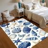 Coastal Watercolor Seashell Starfish Area Rug Navy Conch Ocean Print Non Slip Carpet for Bedroom Living Room Decor