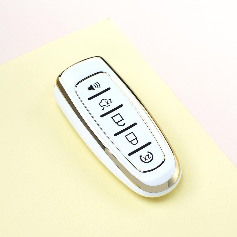 

Модный чехол для ключа-пульта с 5 кнопками, ТПУ с золотой кромкой, для Ford Edge Escape Expedition Explorer Focus Taurus Flex C-MAX, защитный чехол белый