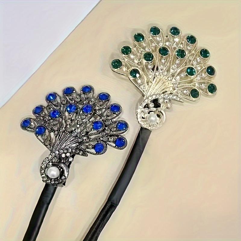 Elegant Peacock Bun Styling Tool French Twist Hairpin with Rhinestone Embellishments Fashionable Hair Additions for Women