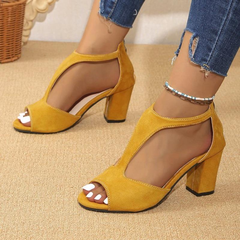 2025 New Simple and Fashionable Back Zipper Fishmouth Shoes Women's Summer Side Stiletto Roman Sandals Designer Sandals