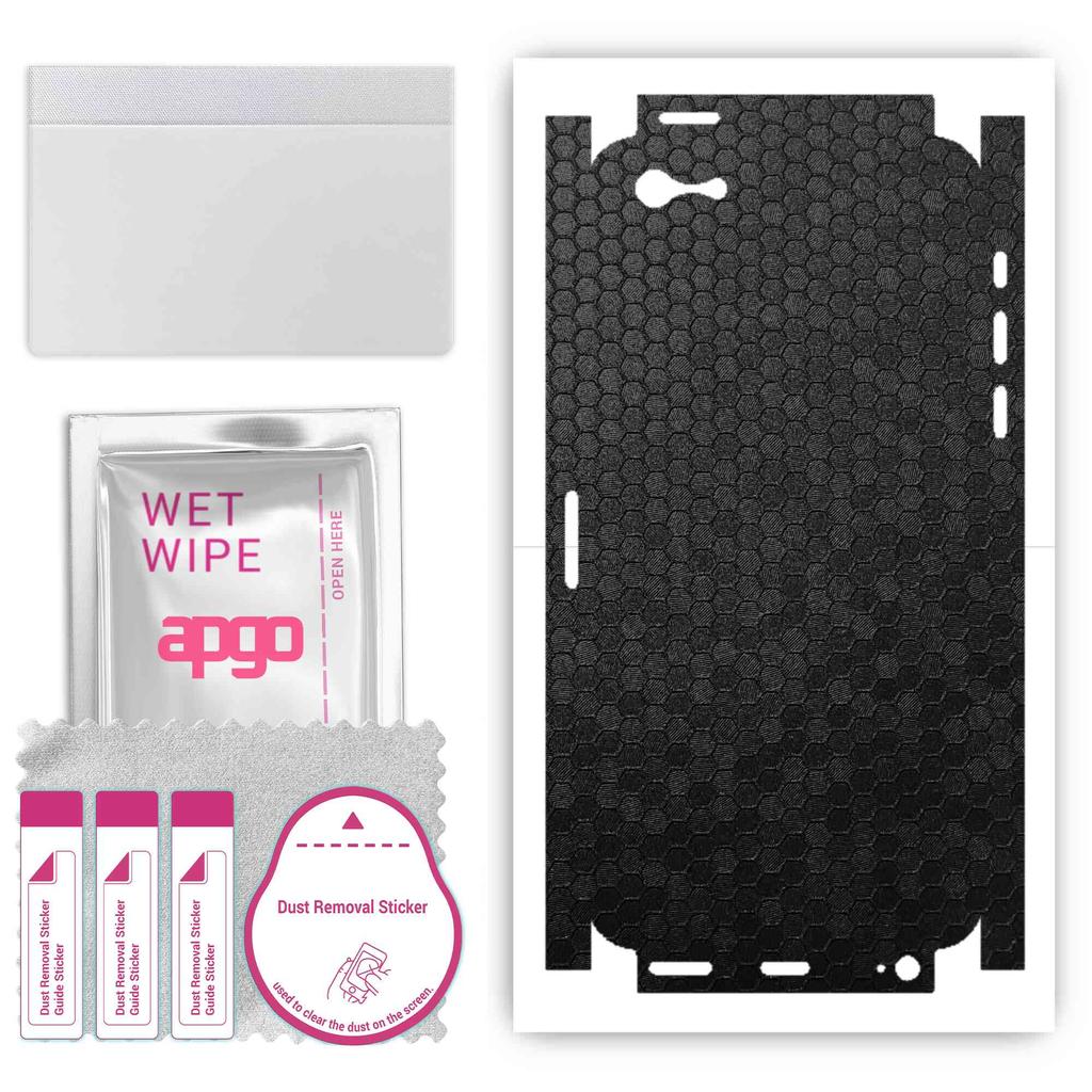 apgo Protective Skin Sticker for the Back+sides Compatible with Apple iPhone 5, Full Wrap Film, Foil, Vinyl - Pattern Black Honeycomb