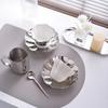Silver Shell Ceramic Cup Coffee Mug Petals Pearl Glaze Set of Cups and Saucers Afternoon Tea Ceramic Mugs Tea Cup Set