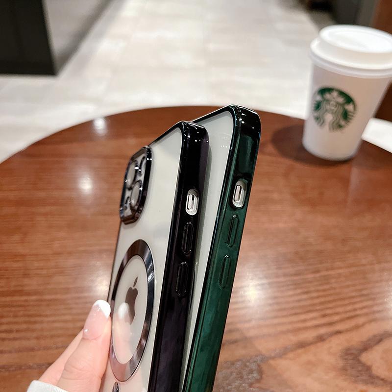 Man Luxury Plating Magnetic For Magsafe Case For iPhone 15 14 13 12 11 Pro Max 15 Plus Magnetic Wireless Charge Shockproof Cover
