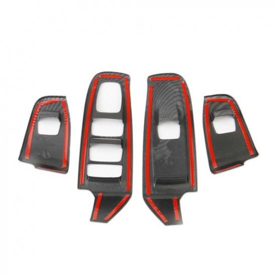 Carbon Fiber Style Door Window Lift Switch Panel Cover Trim For Subaru Crosstrek