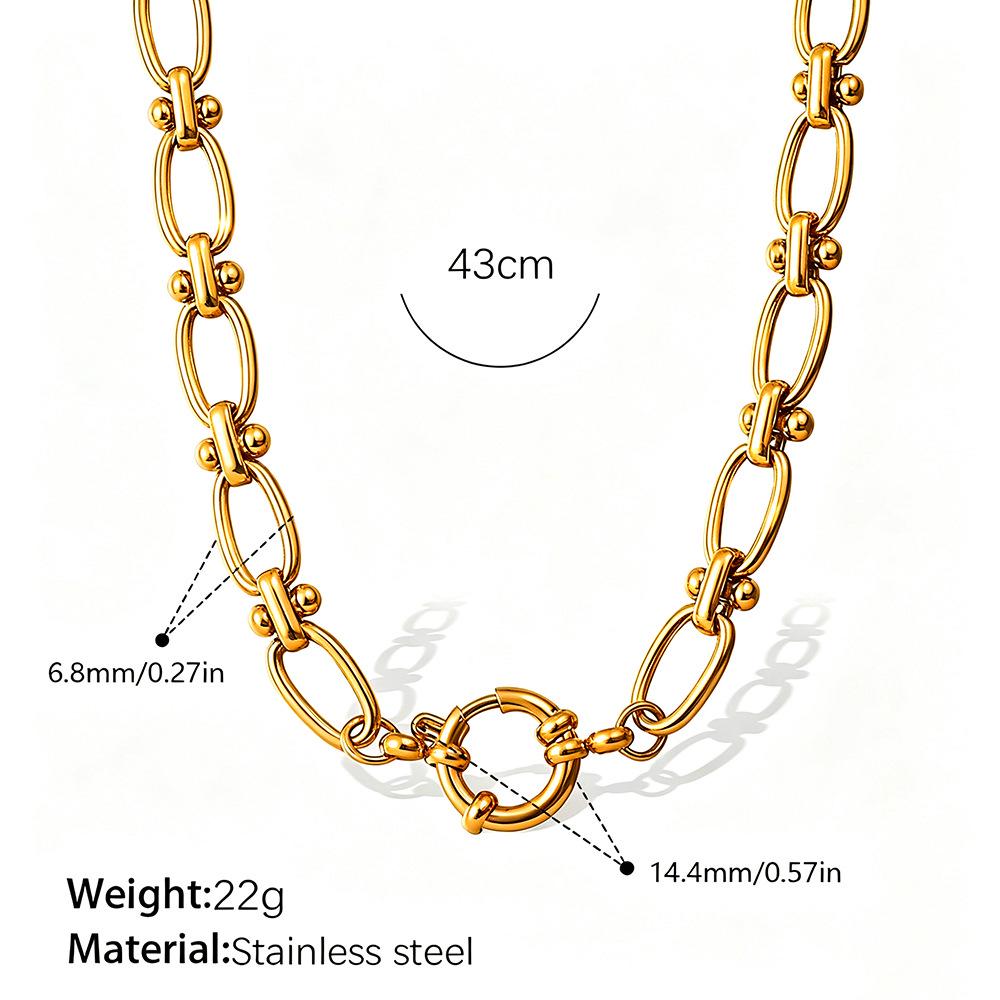 Europäische Retro 18K Gold Halskette für Damen - Hochwertiger schlichter Stil mit vielfältigen Designs und Edelstahlkette