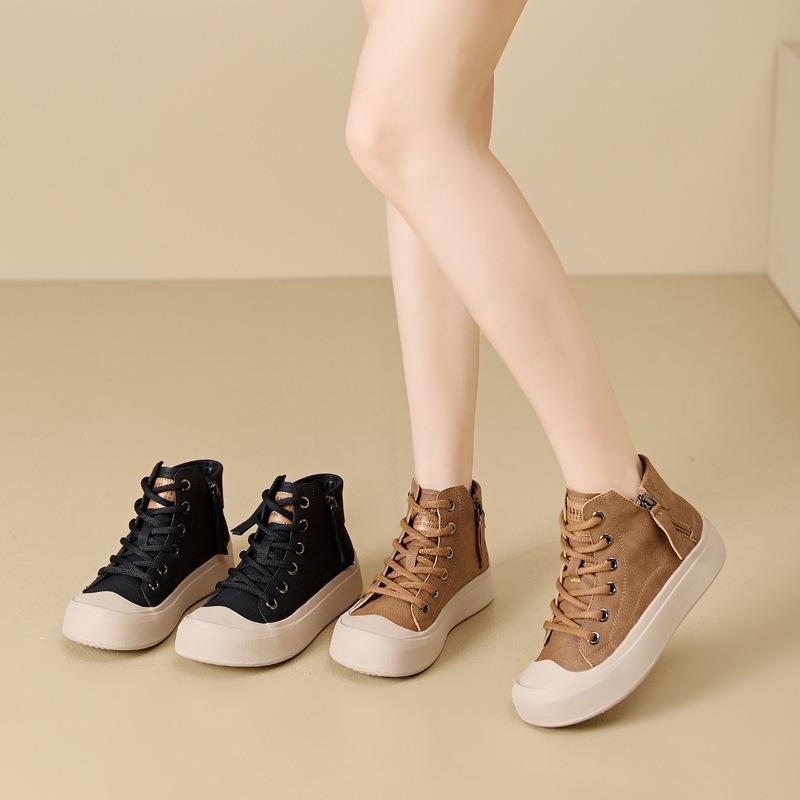 Retro krátké kozačky z pravé kůže Ležérní vysoké boty Martin Boots