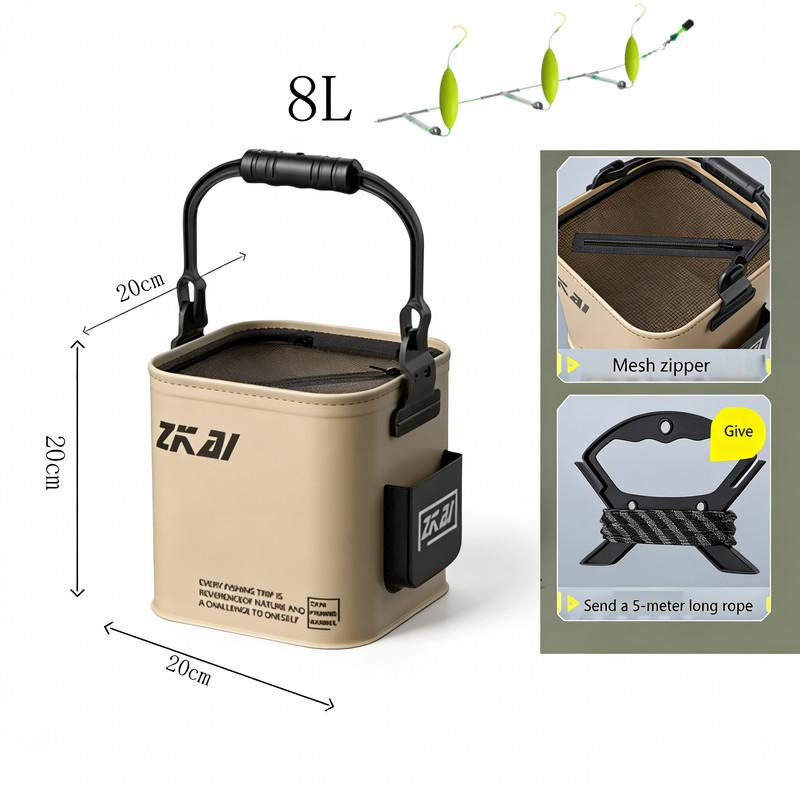 8L/13L Multifunction Folding Fishing Bucket With Ergonomic Handle Bucket Waterproof Outdoor Camping Bucket Fishing Accessories