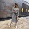 Winter Long Sleeve Women Overcoat Solid Color Lapel Button Design Mid Length Coat with Pockets Outerwear