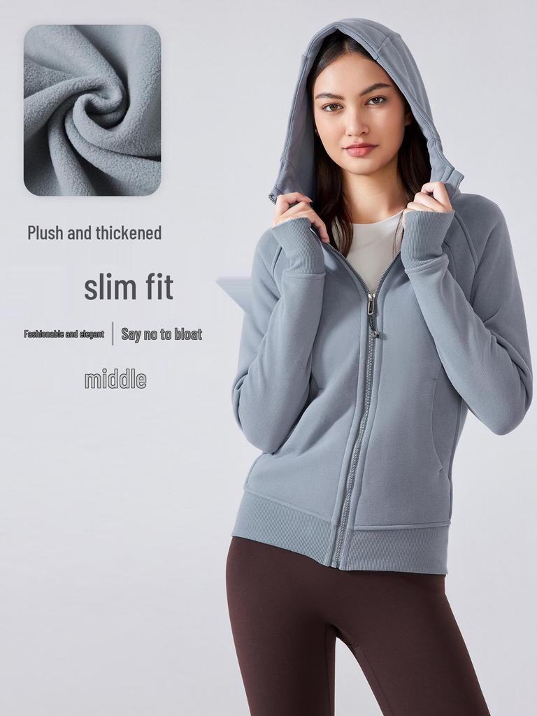 Women's Thickened Hooded Sports Jacket for Autumn/Winter - Casual Outerwear for Yoga & Fitness