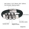 Fashion Charm Skull Stainless Steel Leather Braided Men Bracelet Jewelry Skull Punk Bangles Accessories