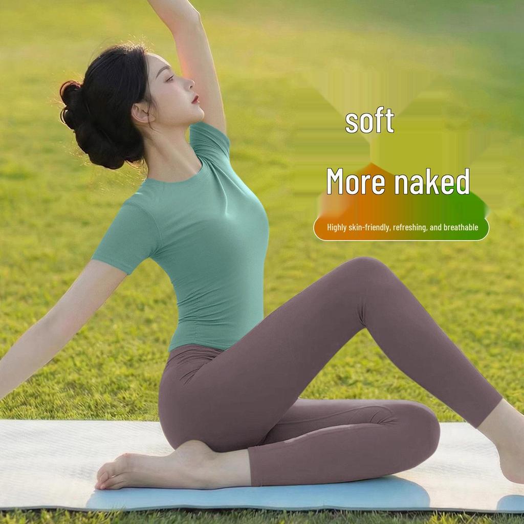 2026 Women's Yoga Set: Breathable, Thin, Short Sleeve Sports Top for Pilates & Fitness
