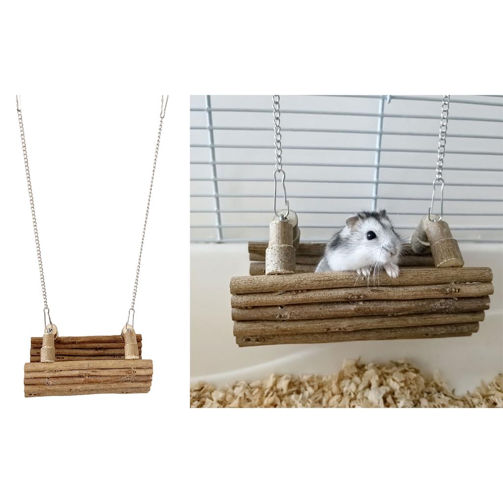 Balanço de Hamster de Madeira Natural Local de Exercício e Descanso Perfeito para Hamsters, Camundongos e Gerbils Confortável para Pequenos Roedores