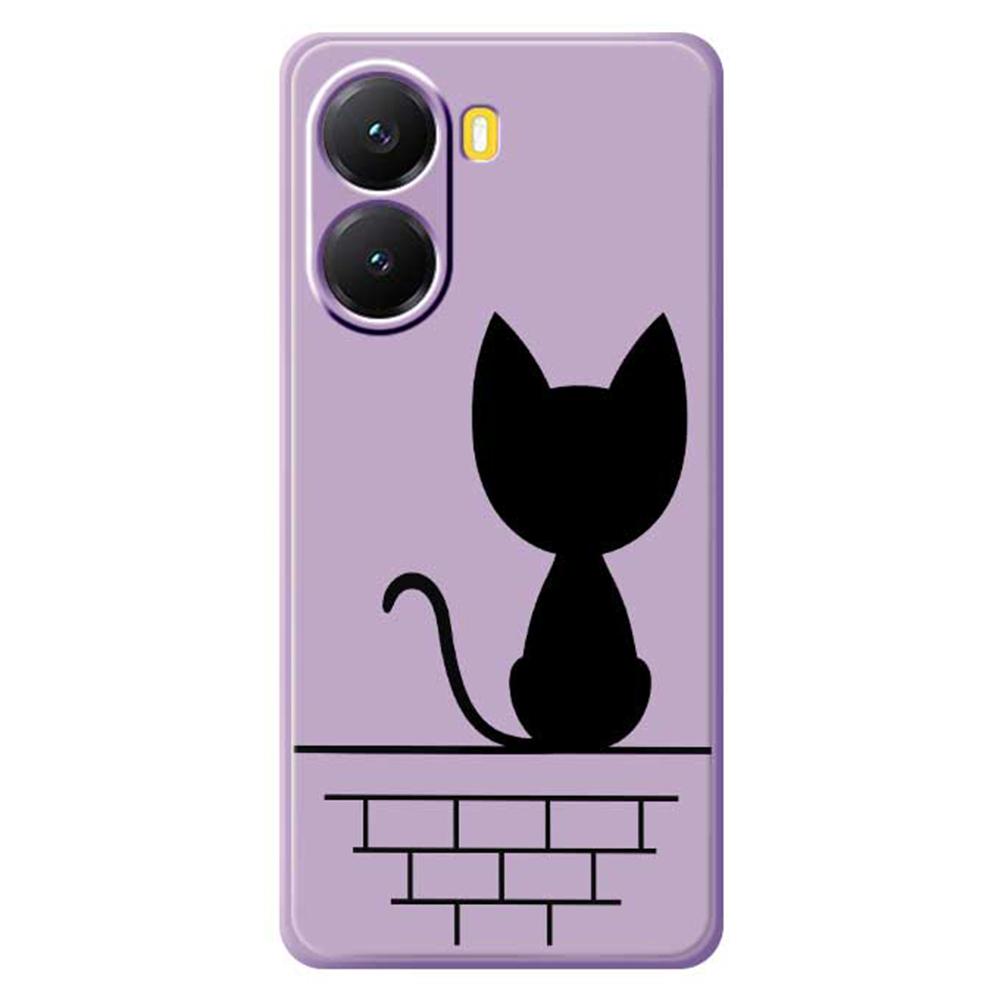 For Xiaomi Redmi Turbo 4 5G/Poco X7 Pro 5G Case Black Cat on the Wall Pattern Printing Straight Edge TPU Phone Back Cover