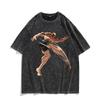 Vintage Washed T Shirt Anime Baki The Grappler Tshirt Hanma Yujiro Gym Short Sleeve Tshirts Oversized Cotton Casual Tee Shirt