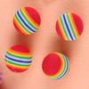 12pcs Kitten Colored Rainbow Toy Balls Lovely Teasing Toy Soft Light and Non-toxic Super Cute Beautiful with Feather for Cats