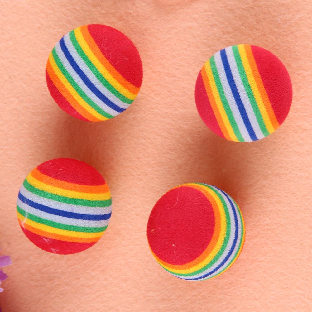 12pcs Kitten Colored Rainbow Toy Balls Lovely Teasing Toy Soft Light and Non-toxic Super Cute Beautiful with Feather for Cats