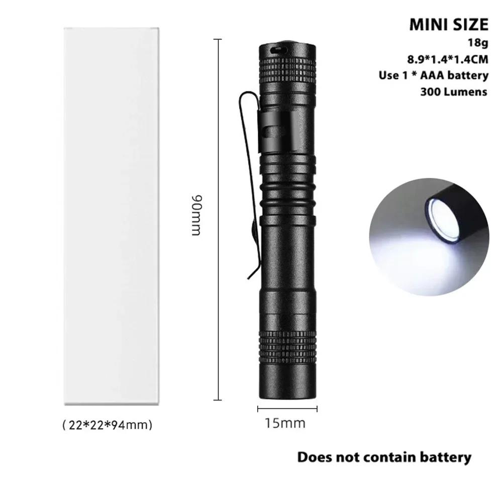 Mini Portable Flashlight Pocket Bright High Power Handheld Pen Light led Torch for Camping Fishing Outdoor Emergency Home Use