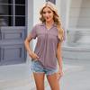 Summer Women's Solid Color Pleated Loose Short-sleeve Polo T-shirt Top, Cross-border European American Casual Apparel In Stock