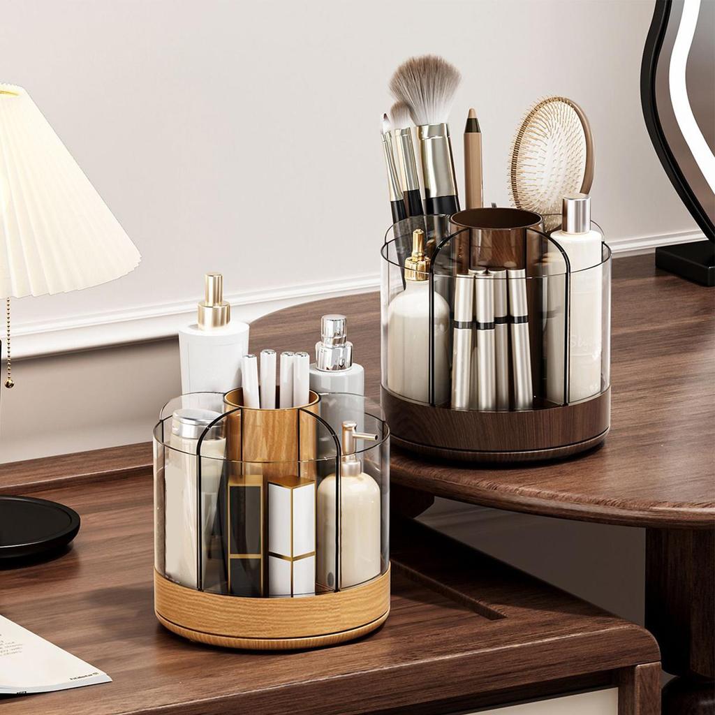 Brush Organizer 6-Slot 360 Rotating Detachable Clear Makeup Holder Brush Container For Women Cosmetics Nail Gel Perfume Home
