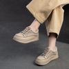 Fashion GKTINOO Sneakers Women Genuine Cow Leather Flats Thick Soled Lace-Up Spring Autumn Lady Casual Flat Shoes Handmade Women Shoes