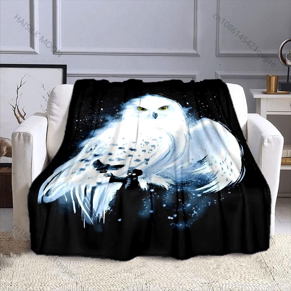 Multi-Size Castle Owl Magic Elements Print Warm and Comfortable Blanket for Home Sofa Bed Travel Camping Picnic RV