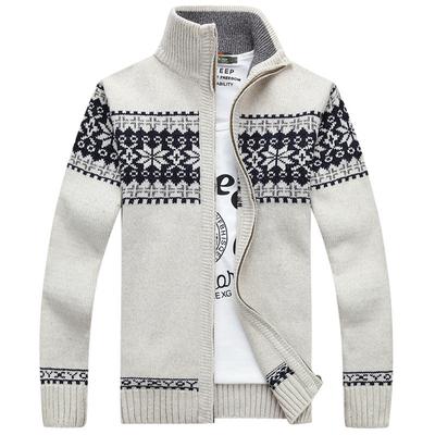 Herbst und Winter Pullover Herren Jacquard Slim-Fit Stehkragen Pullover Trendy Casual Jacke Strickjacke