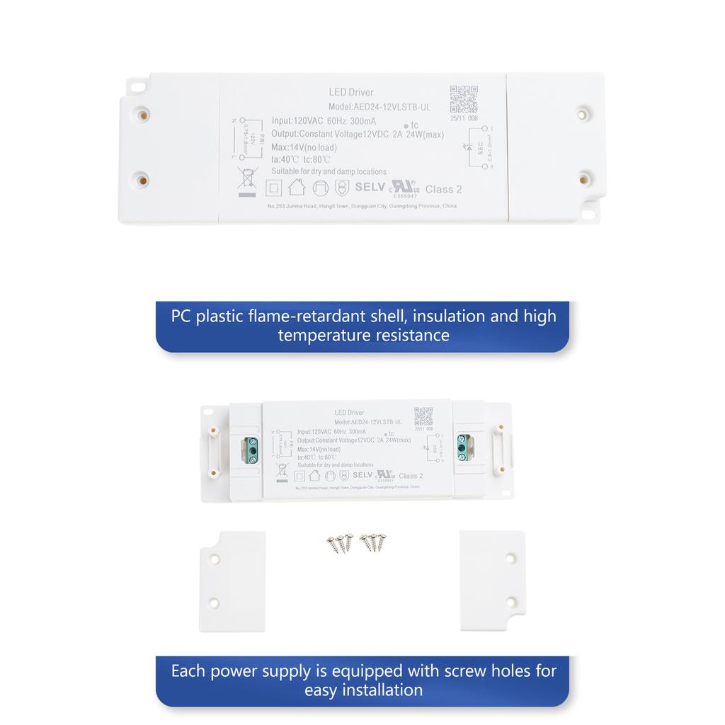 LED Dimmable Driver 12V 24W Dimming LED Power Supply Constant Voltage Adapter LED Driver for Light Bulbs Cabinet Lights