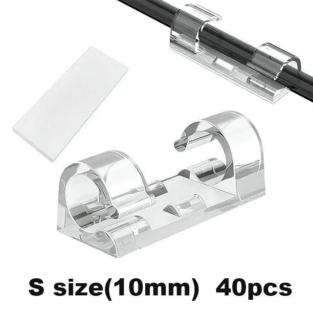 20/40Pcs Cable Clips with Strong Self-Adhesive Cable Management TV PC Wire Holder Sticky Tidy and Organizer Cord and Wires