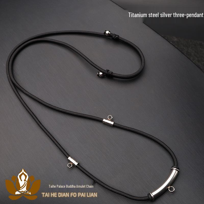 Thailand Buddha Amulet Necklace - Hypoallergenic Stainless Steel with Real Gold Plated Curved Tube Clasp