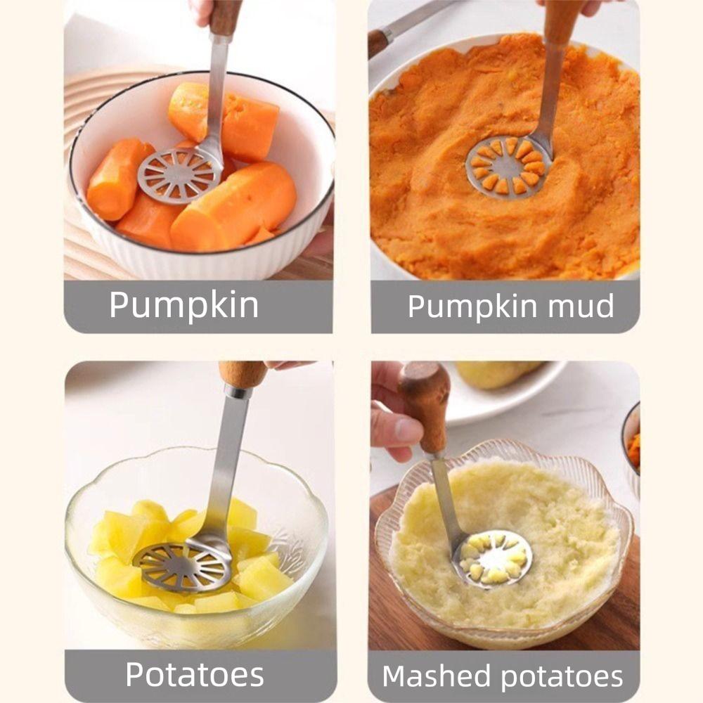 2Pcs Hand Press Vegetable Smasher Stainless Steel Baby Food Masher Meat/Pumpkin/Egg