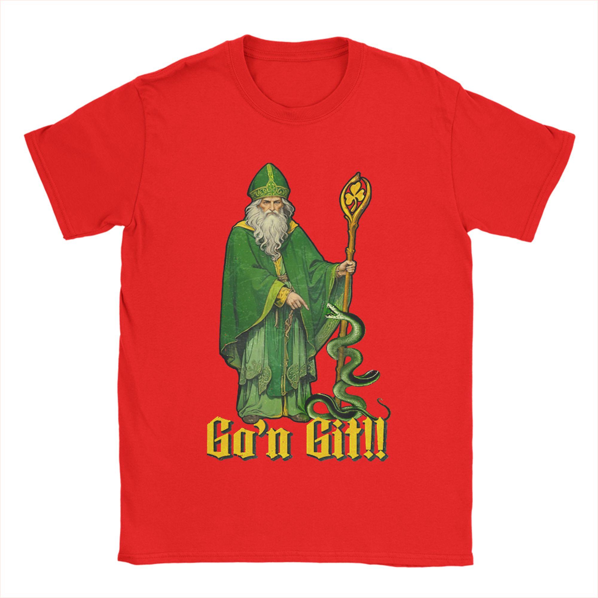 St Patrick Snake Gon Git Card Saint Pattys T Shirt Summer Harajuku T-Shirts Unisex Breathable Plus Size 5XL Tees Short-Sleeve Tops S