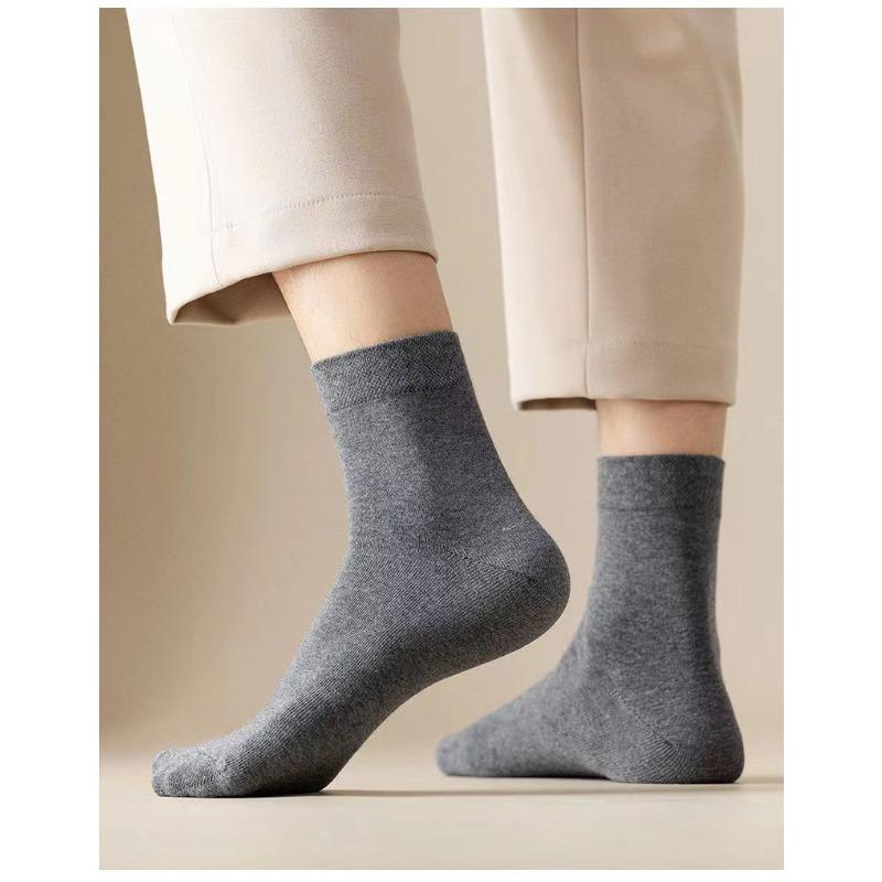 Men's Spring and Summer New Solid Color Leisure Business Breathable Tube Cotton Socks