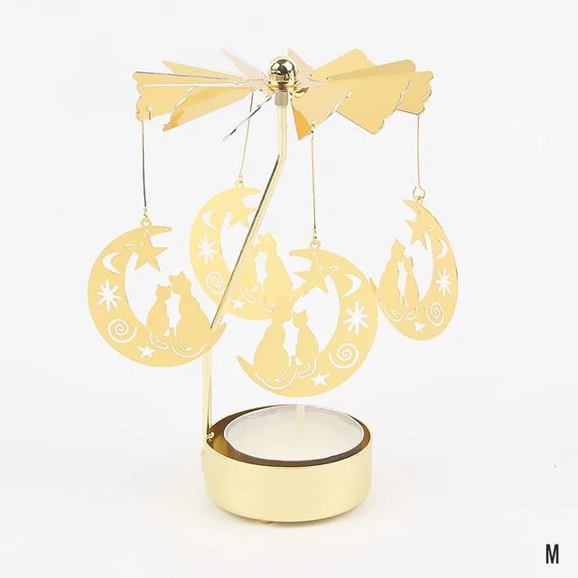 Carousel Candle Holder Gold Metal Candlesticks Room Decor Cake Rotating Candle Stand Home Decoration For Valentine's Christmas