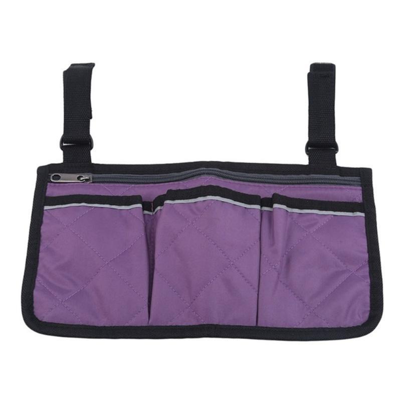 5 Colors Wheelchair Side Organizer Bag Multi Pockets Armrest Storage With Zipper