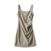 2025 Side Pleated Vest Dress, European And American Style Women'S New Solid Color Tight Strap Dress