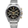 Seiko SBTR015 Men's 1/5-Second Chronograph Quartz Watch, Black and Gold [Official Japanese Product]