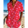 Women's Cute Doodle Floral Print Button Down Shirt, Casual Collared Tops for Spring Summer Daily Vacation Wear
