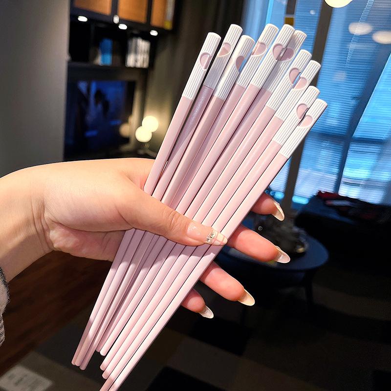 5 Paare Rutschfeste Bunte Japanische Chinesische Essstäbchen Sushi-Stäbchen Wiederverwendbares Koreanisches Essstäbchen-Set Gesundes Legierungs-Geschirrset