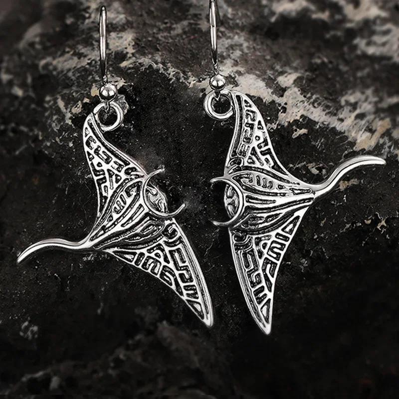 European And American Alloy Earrings, Women'S Devil Fish Texture, Animal Retro, Personalized, Exaggerated, And Niche Jewelry