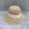 French retro elegant sweet multi-fold bucket hat women's summer light luxury Lafite straw hat wide brim sun hat