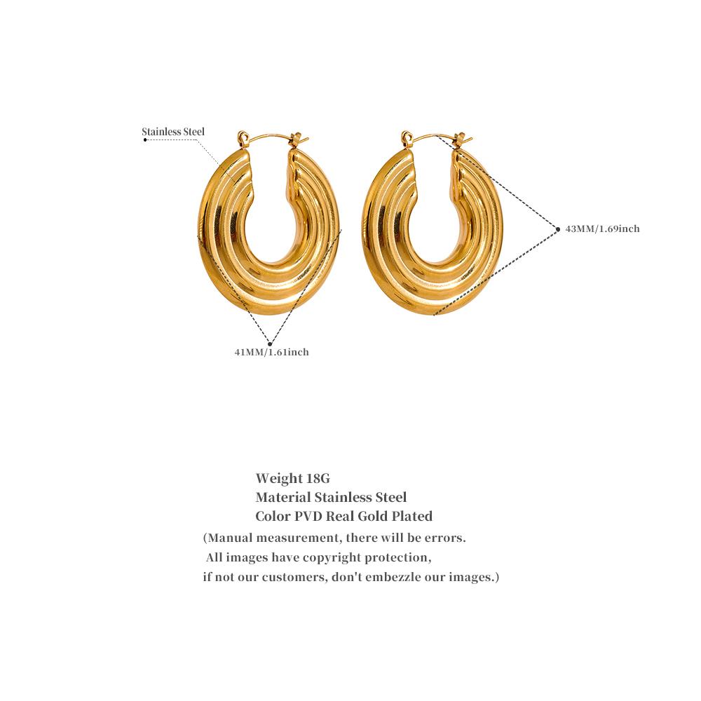 Yhpup 42mm Statement Stainless Steel Round Gold Color Hoop Earrings Charm Big Metal Anti Allergic Fashion Jewelry Waterproof