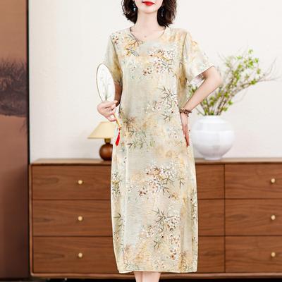 Elegante Sommerkleider für Damen in Übergröße, lässig, kurzärmelig, langes Kleid, Sommer-Vintage-Kleidung